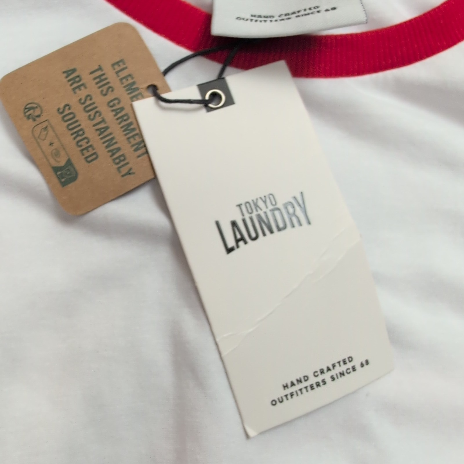 T-shirt Tokyo Laundry XXL Blanc Rouge Imprimé Devant Dos Neuf Étiquette