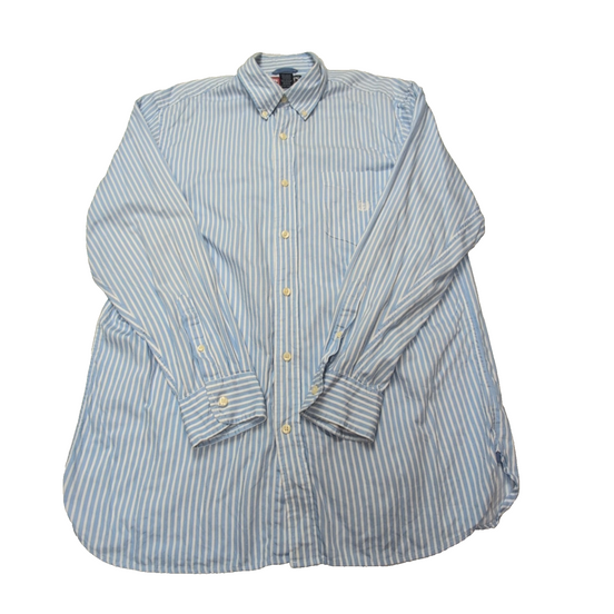 Chemise CHAPS bleue à rayures blanches taille L #64e