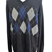 Pull Tommy Hilfiger Bleu Marine Motif Losanges - Taille XXL (XLTG)