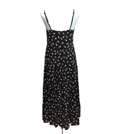 Robe d'été Femme M Noire Fleurie Viscose Bretelles Fines Réglables