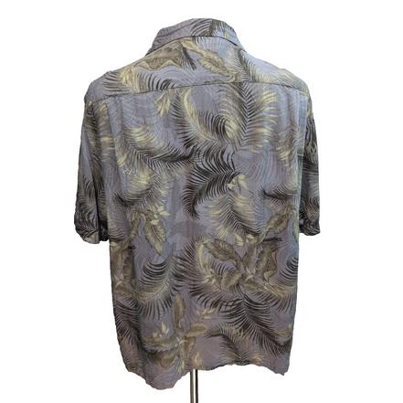 Chemise hawaïenne Caribbean XL grise feuillage 55% soie 45% rayonne