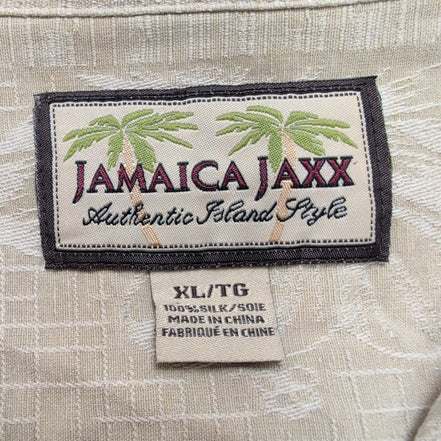 Chemise hawaïenne Jamaica Jaxx XL beige palmiers gaufrée 100% soie manches court
