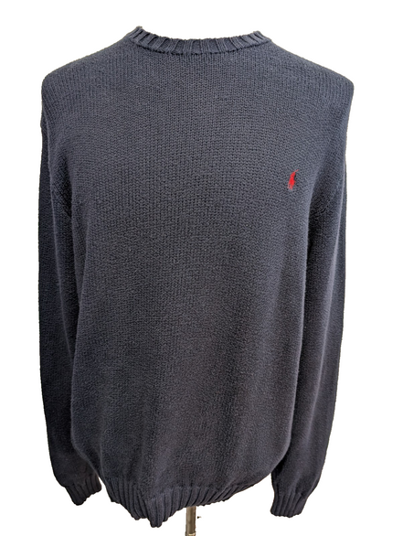 Pull POLO Ralph Lauren - Bleu Marine - Logo Rouge - Col rond Taille L/XL
