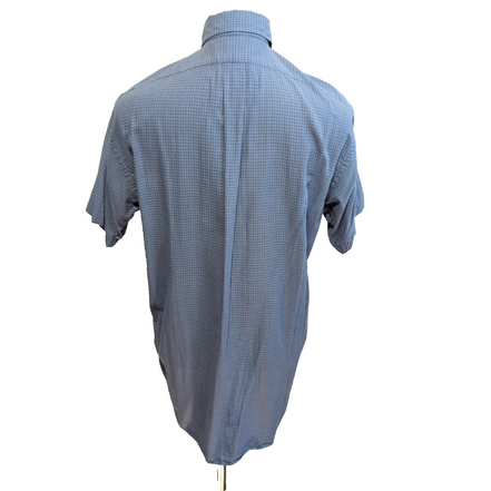 Chemise Ralph Lauren Blake S Bleu Microcarreaux Manches Courtes