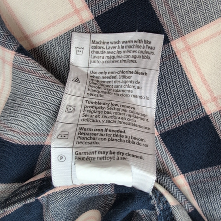 Chemise Carhartt Femme XL Bleu Marine Blanc Carreaux Coton Manches Courtes