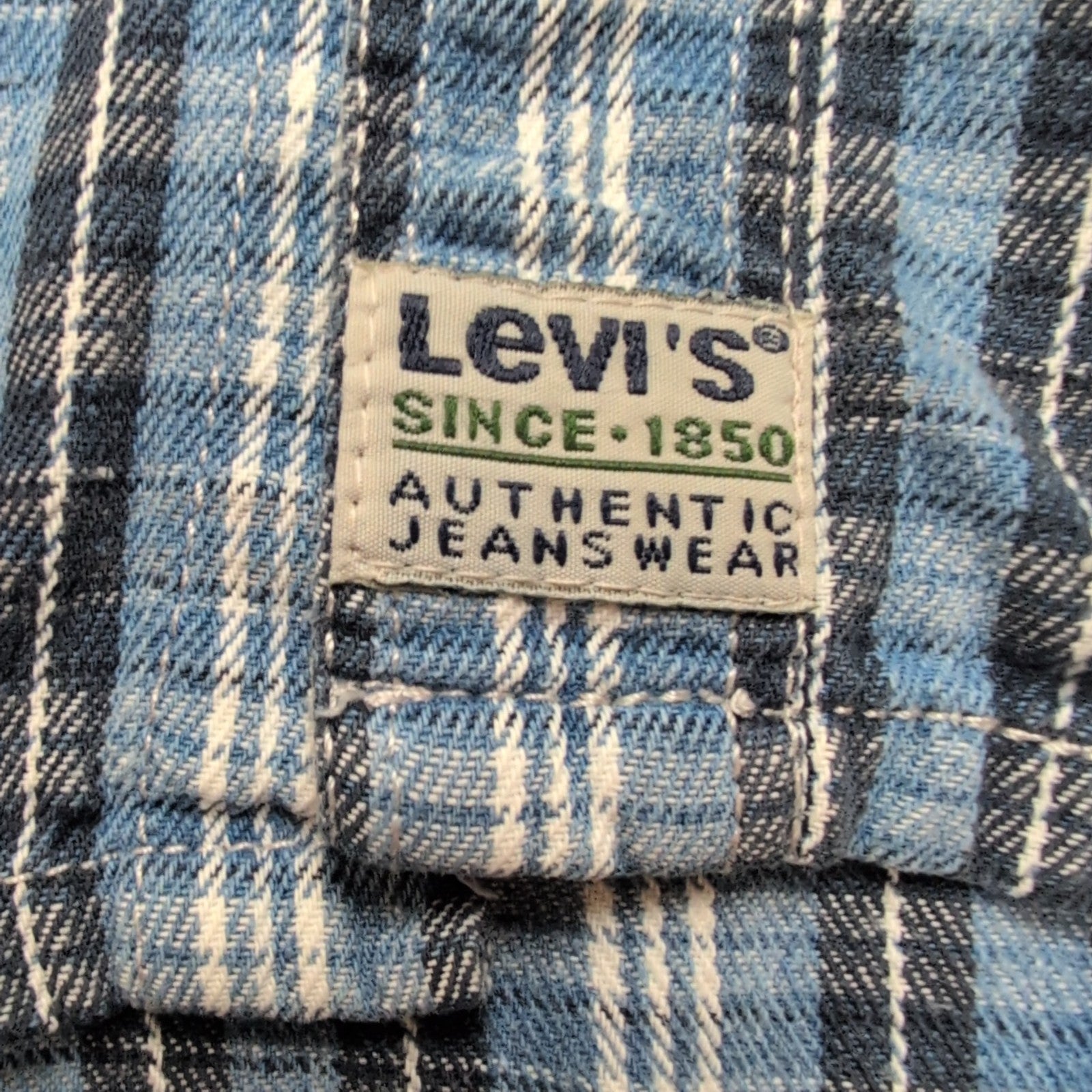 Chemise LEVI'S Homme XXL/3XL Bleue à Carreaux Boutons Métal Modèle Rare