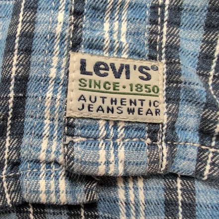 Chemise LEVI'S Homme XXL/3XL Bleue à Carreaux Boutons Métal Modèle Rare