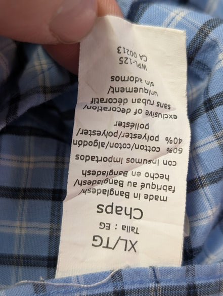 Chemise CHAPS manches courtes bleu à carreaux taille XL #233msch