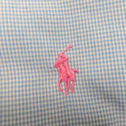 Chemise Ralph Lauren L Custom Fit Carreaux Bleu Logo Rose Button Down Shirt