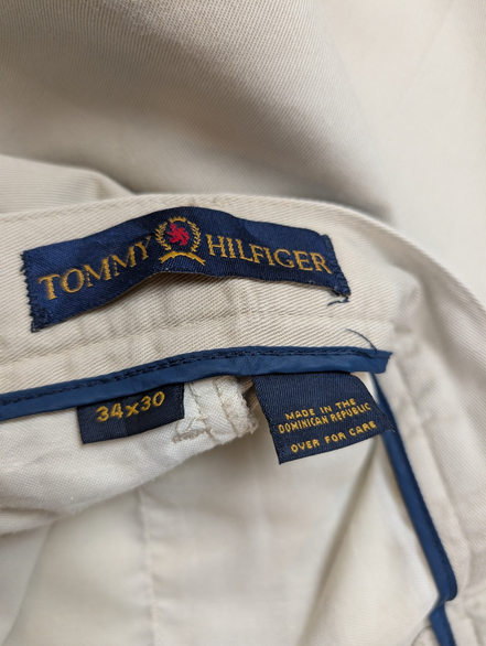 Pantalon Chino Vintage TOMMY HILFIGER Crème ⚓ Coupe Cropped (Courte) W34 (42)