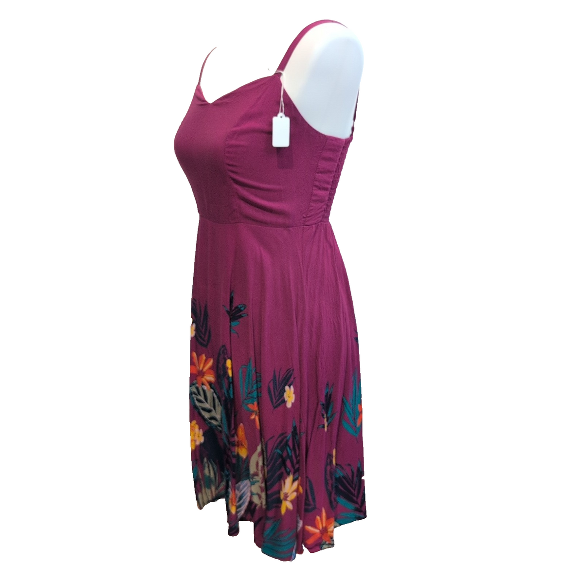 Robe d'été Femme S Viscose Violet Floral Tropical Bretelles Réglables