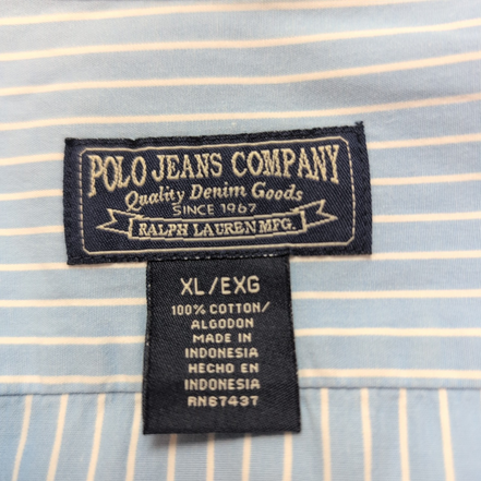 Chemise Polo Ralph Lauren Polo Jeans Company XL Bleu Rayures manches longues