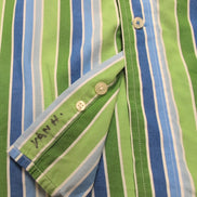 Chemise Tommy Hilfiger Homme Taille L Bleu Vert Larges Rayures Coton