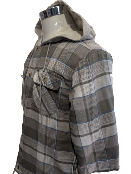 Wrangler Surchemise Flanelle Matelassée Capuche T.S Veste Carreau Gris |243S