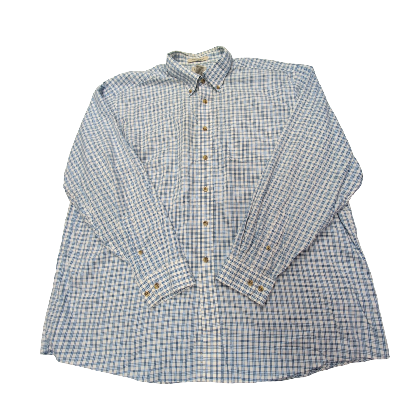 Chemise L.L. Bean blanche à carreaux bleus taille XXL #132e