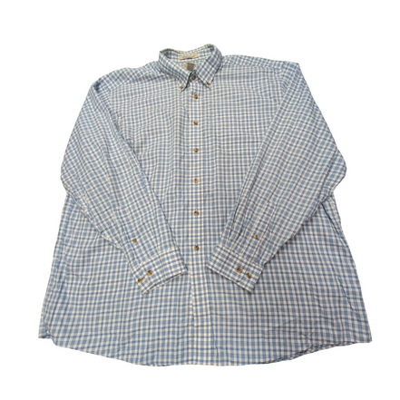Chemise L.L. Bean blanche à carreaux bleus taille XXL #132e