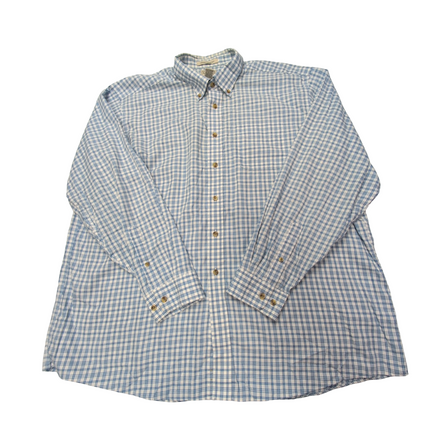 Chemise L.L. Bean blanche à carreaux bleus taille XXL #132e