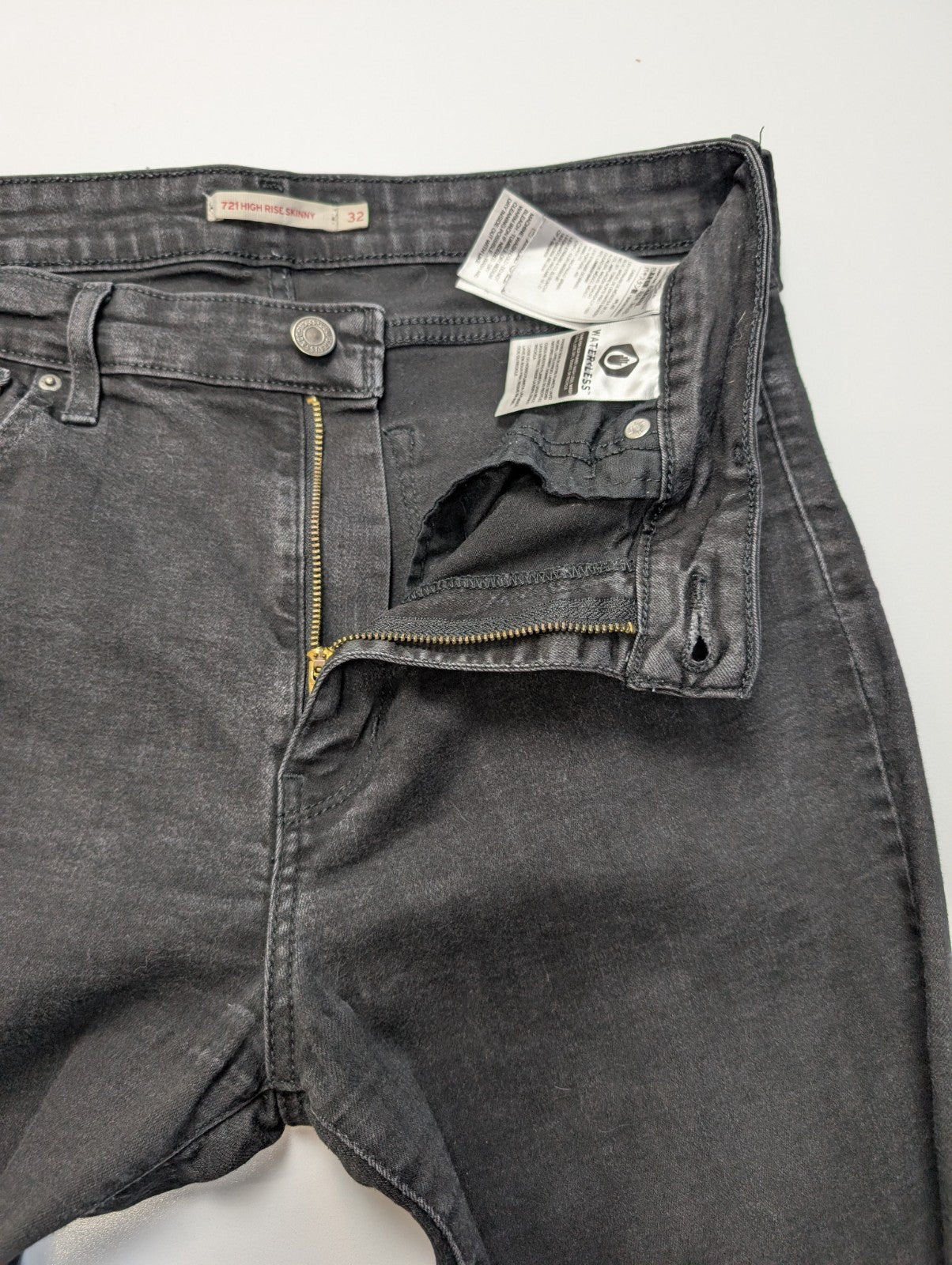 Jean Levi's 721 High Rise Skinny Stretch Noir Profond W32 L30 T42 Vintage Chic
