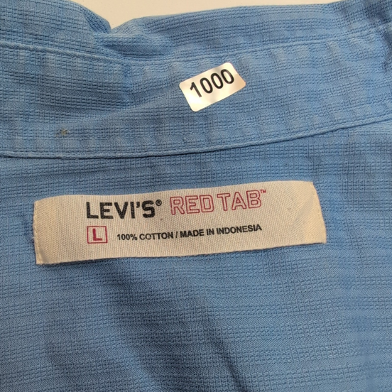 Levi's Chemise Vintage Bleu Ciel Rayures Gaufrées 100% Coton Homme Taille L