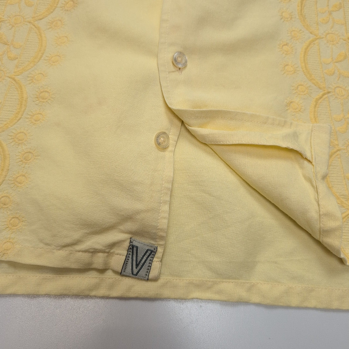 Chemise Hawaïenne Visitor XL Lin Rayonne Style Cuba Panama Jaune Pâle