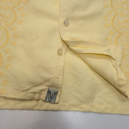 Chemise Hawaïenne Visitor XL Lin Rayonne Style Cuba Panama Jaune Pâle