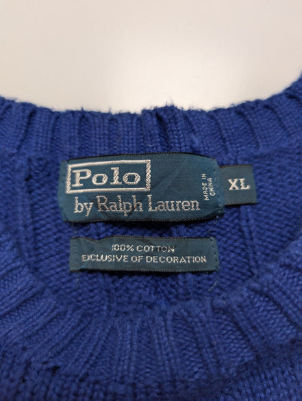 Pull Torsadé POLO Ralph Lauren Maille Dense Bleu Électrique - Taille XL
