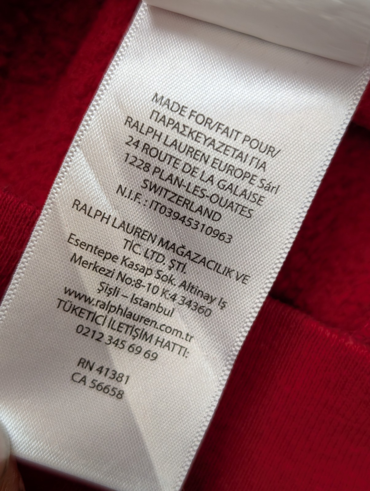 Veste à Capuche Zippée Polo Ralph Lauren Rouge Logo Marine - Taille XL 18-20