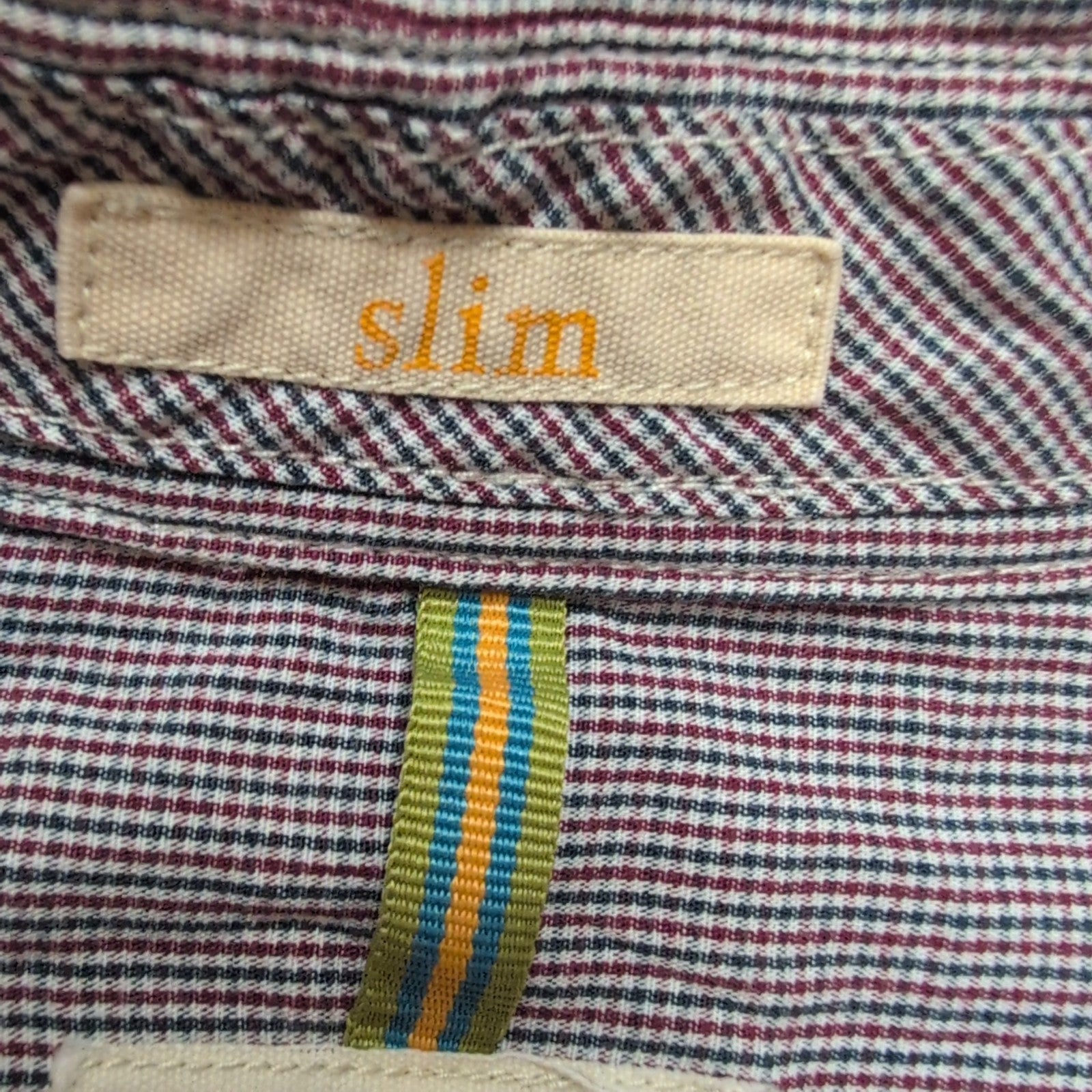 Chemise Life Khaki M Rouge Bleu Micro Carreaux Slim Fit 2 Poches longues manches