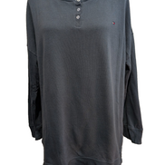 Pull Fin Tommy Hilfiger Femme Col Rond Boutonné Bleu Taille XL Logo Brodé