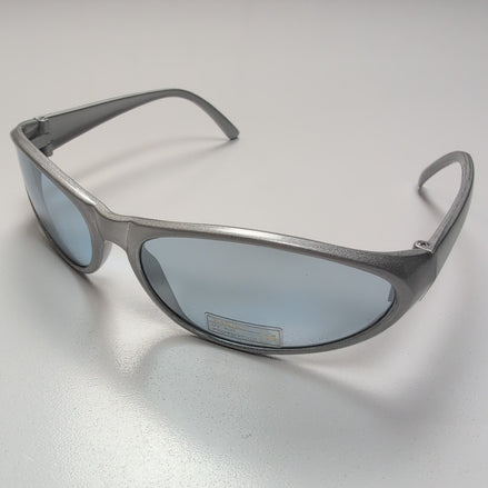 KAKIKO Lunettes de Soleil Ovales Gris Brillant Y2K Verres Légèrement Teintés