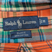 Chemise Ralph Lauren à carreaux orange et verte taille M #2657