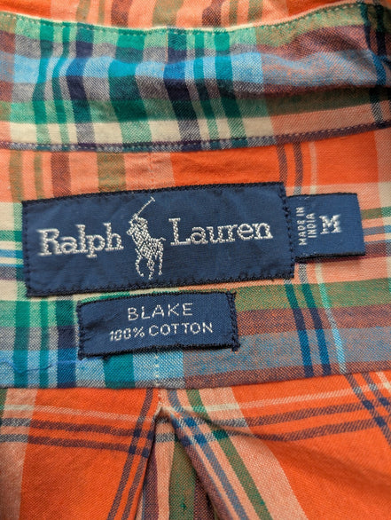 Chemise Ralph Lauren à carreaux orange et verte taille M #2657