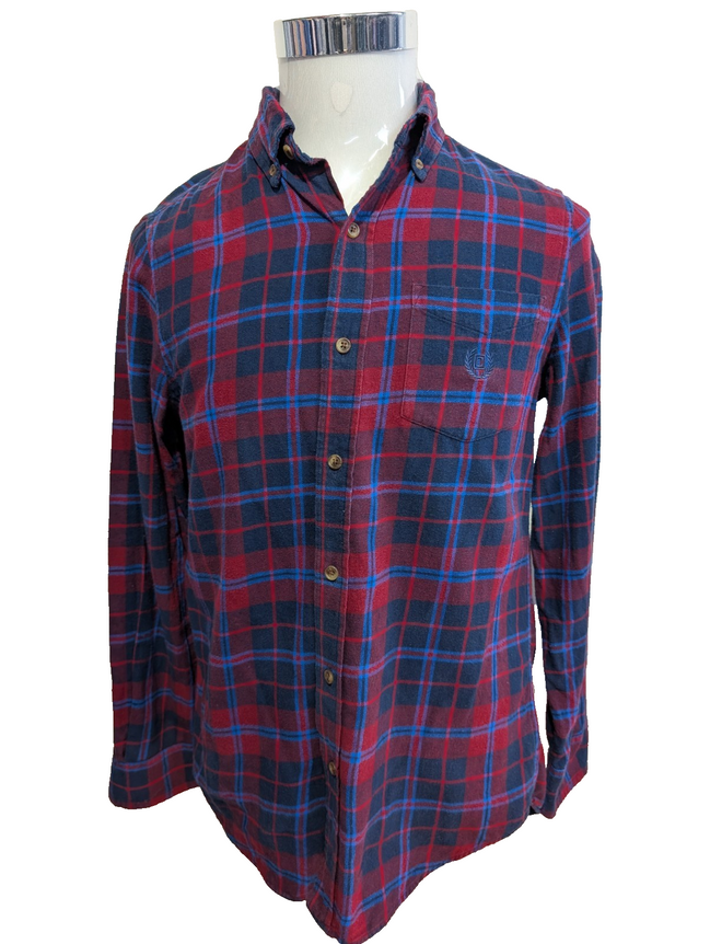 CHAPS Flanelle Rouge Bleu Marine S Logo Brodé EE VINTAGE 100% Coton | 321S