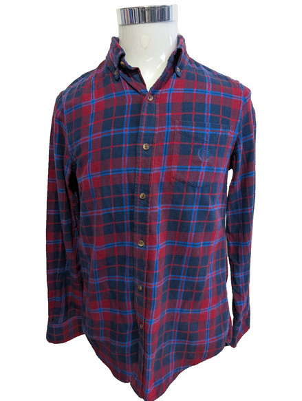 CHAPS Flanelle Rouge Bleu Marine S Logo Brodé EE VINTAGE 100% Coton | 321S
