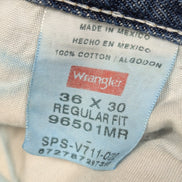 Jean Wrangler Homme Vintage Bleu W36 L30 Denim Épais Robuste Travail Pantalon