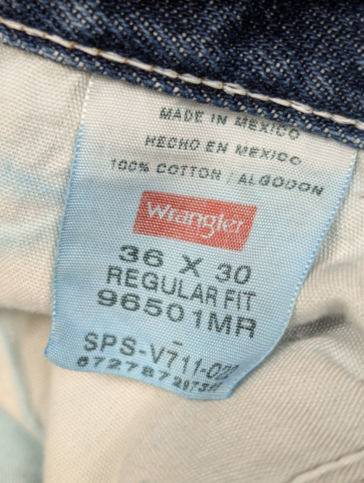 Jean Wrangler Homme Vintage Bleu W36 L30 Denim Épais Robuste Travail Pantalon