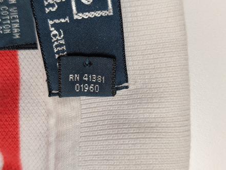 Polo manches courtes Polo Ralph Lauren XL blanc rayures rouges logo bleu