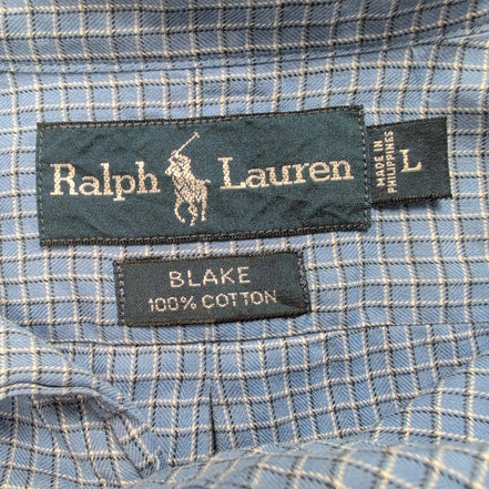 Chemise Ralph Lauren Vintage Blake L bleu carreaux manches longues