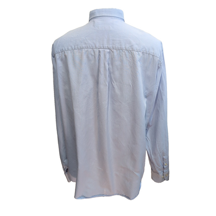 Chemise Burberry L/XL Bleu Clair Logo Brodé Boutons Gravés Coton Manches longues