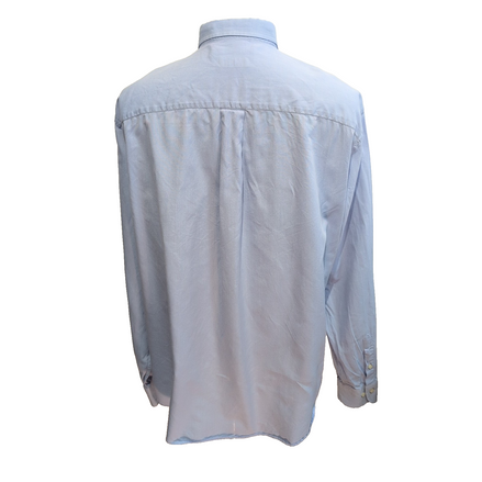 Chemise Burberry L/XL Bleu Clair Logo Brodé Boutons Gravés Coton Manches longues