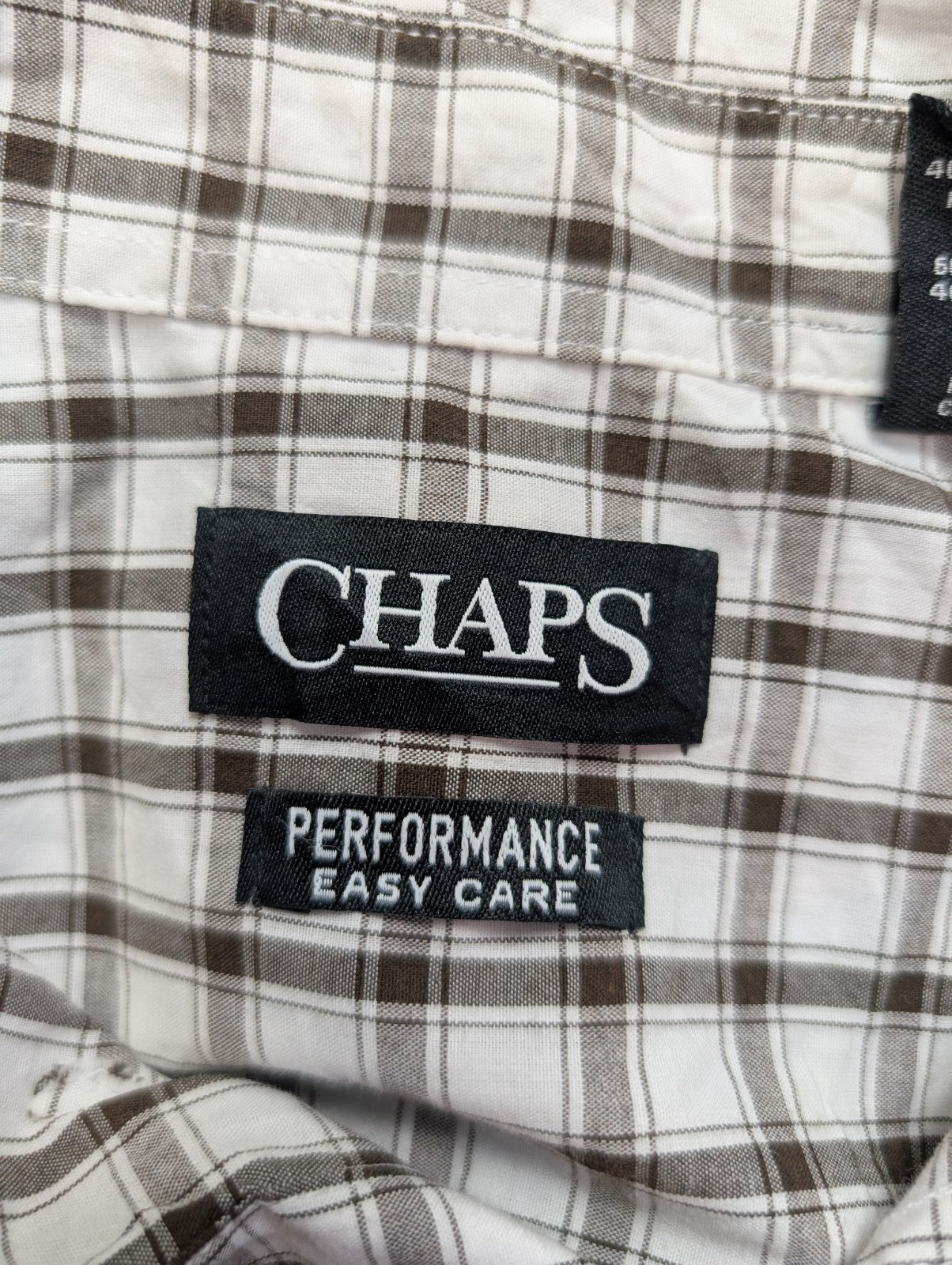 Chemise Chaps manches courtes marron et blanc à carreaux taille L #231msch