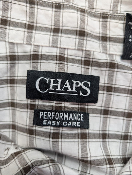 Chemise Chaps manches courtes marron et blanc à carreaux taille L #231msch