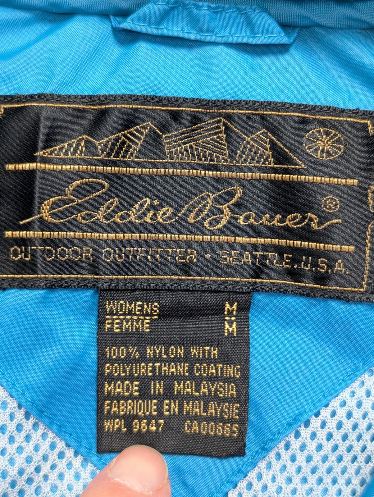 Veste Coupe-Vent Eddie Bauer Bleue Femme Taille M Blouson Outdoor avec Capuche