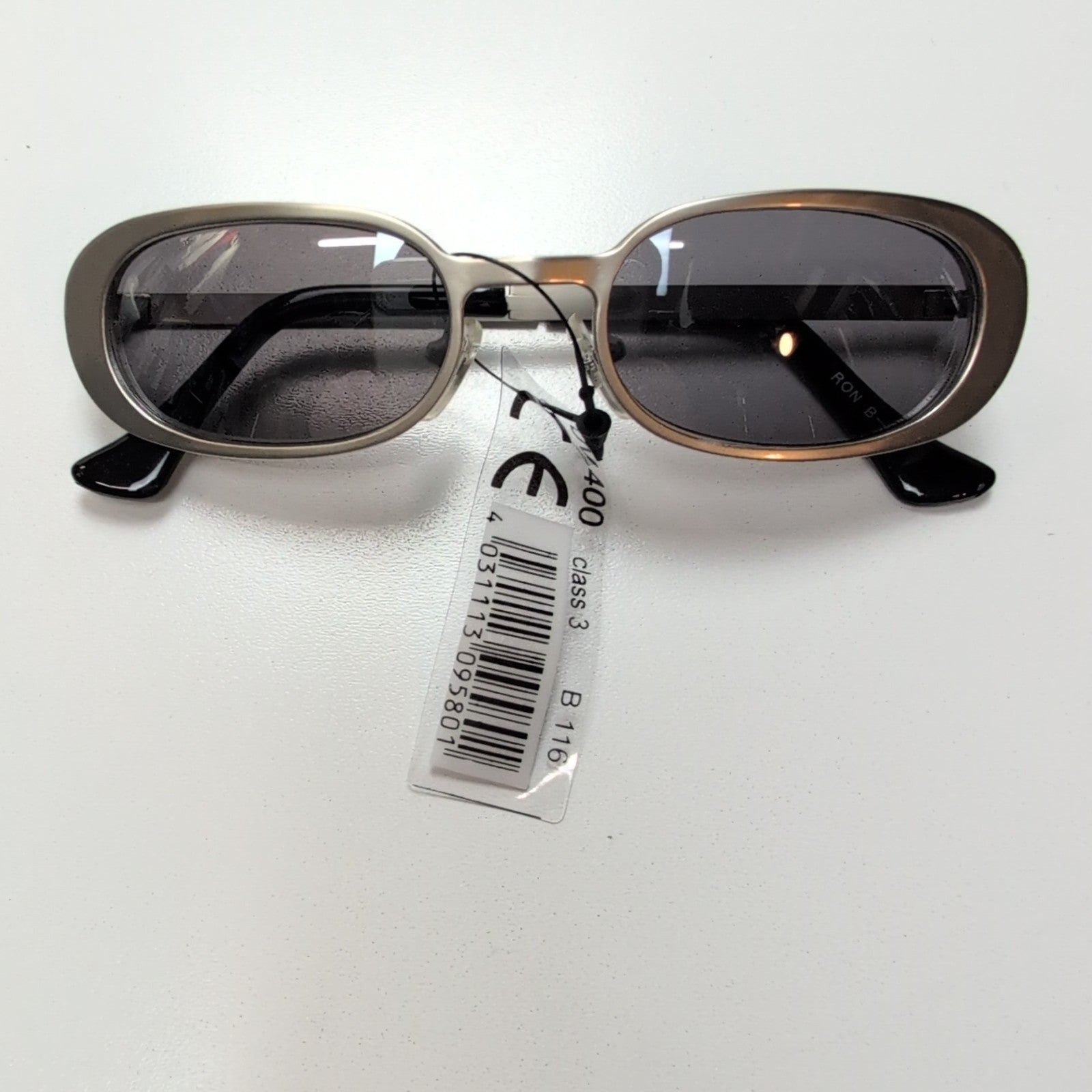 Lunettes de soleil Y2K Branche semi large Métal Gris Ovale Rétro