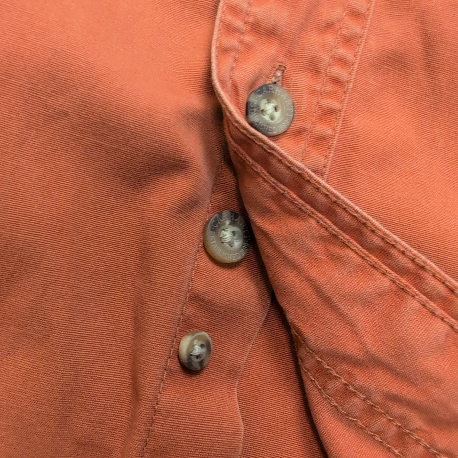 Chemise Carhartt Vintage Orange Patinée Manches Longues XXL
