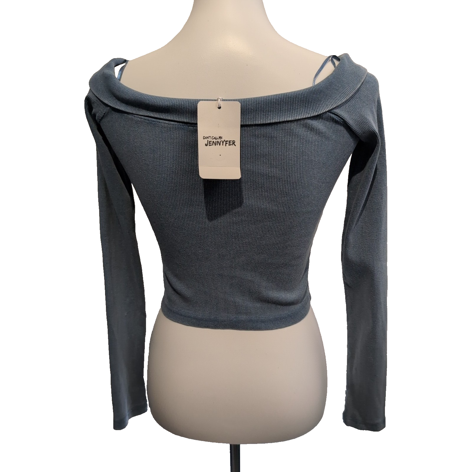 Top Court Femme Don't Call Me Jennyfer Taille S Bleu Ardoise Manches Longues Neu