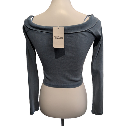 Top Court Femme Don't Call Me Jennyfer Taille S Bleu Ardoise Manches Longues Neu