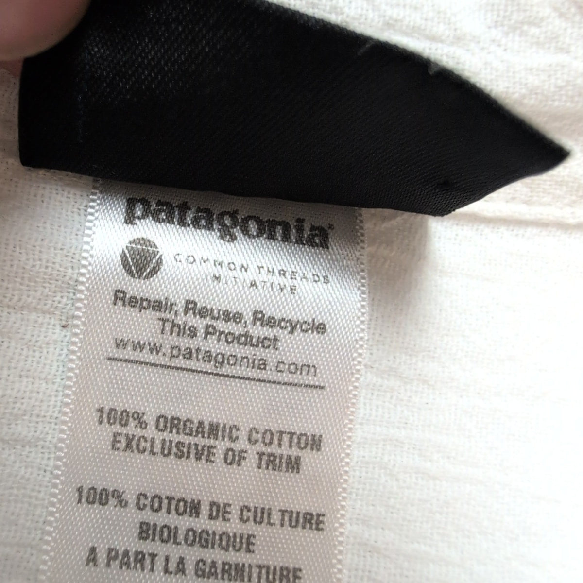 Chemise Patagonia M Blanc 100% Coton Organique Poche Manches Courtes