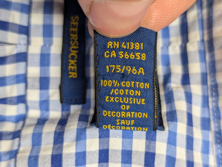 Chemise Polo Ralph Lauren Shirt M Seersucker Carreaux Manches Courtes Button Dow
