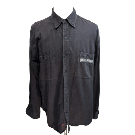Chemise Harley Davidson XL Noire Coton Poches Boutonnées Logo Brodé